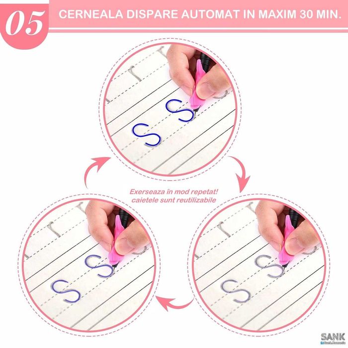 Caiete de caligrafie si exercitii Sank Magic Copybook Workbook KidBook