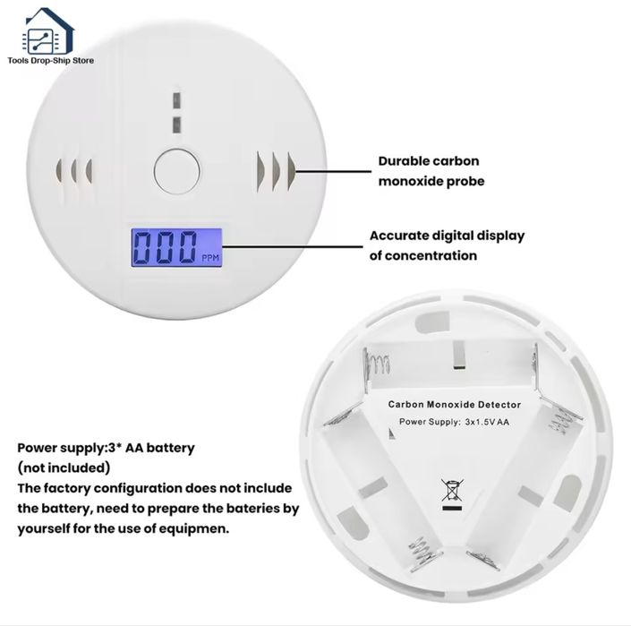 Detector monoxid de carbon portabil cu baterii