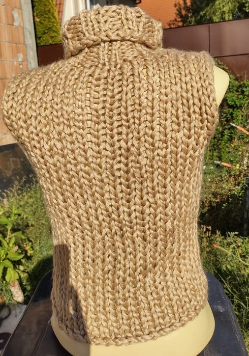 Vesta fete femei noua Tricot Knit Crem Bej Lucios livrare gratuita