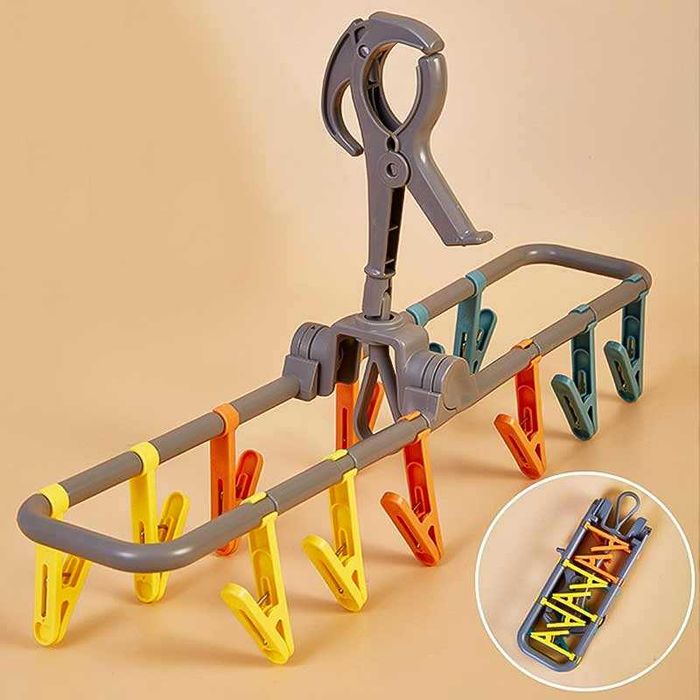 Висящ сушилник за чорапи и бельо с 12 щипки – сгъваем