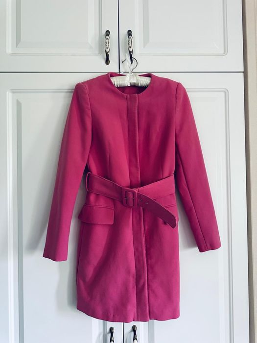 Palton Zara, masura S/ xs , roz , cu curea in talie
