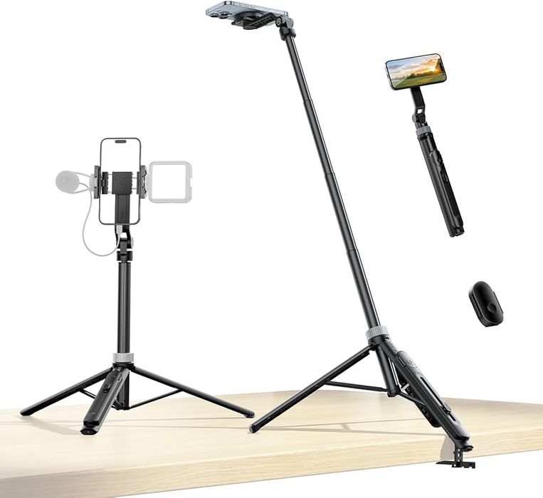 Ulanzi TT 88 magnit shtativ i selfie palka. Rangi Oq Qora