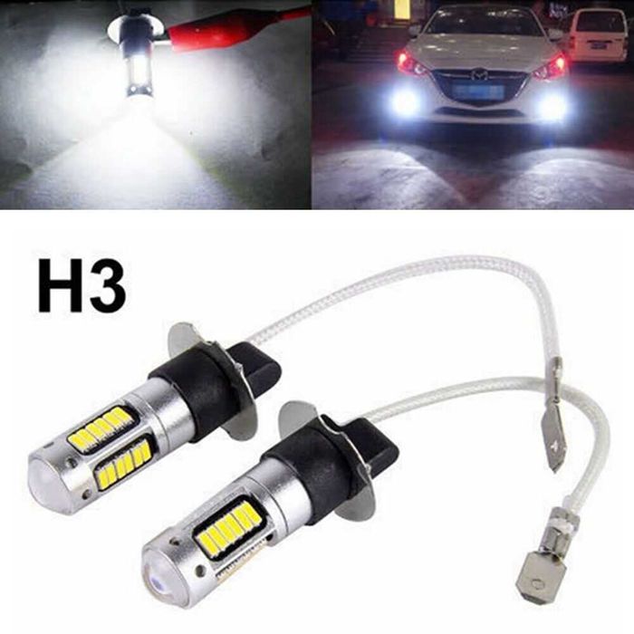 H3 Крушки за автомобил H3 LED Крушка кола Без вентилатор Бяла светлина