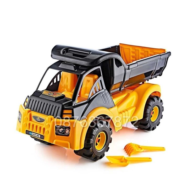 Голям Детски Камион, 90см, Детски Самосвал за игра с лопата и гребло
