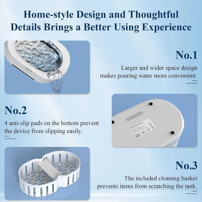 Aparat Curățat cu Ultrasunete 48KHz Minthouz - 500ml - 5 Moduri