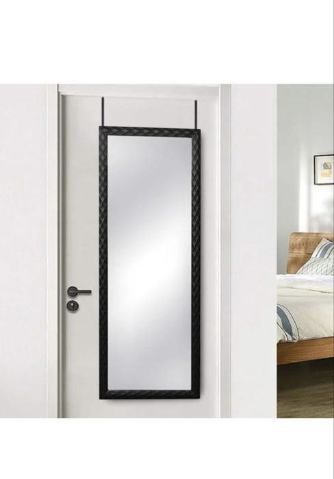 Огледало за врата, Релефна рамка, 35x95 см, Черен