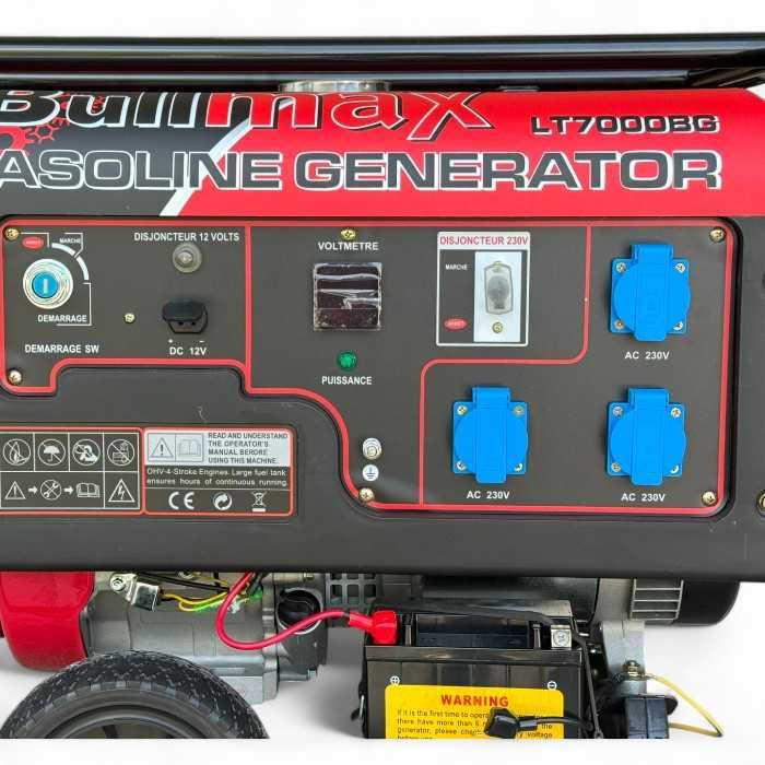 Бензинов генератор за ток Bullmax 7KW, Монофазен, Ел Старт, 420сс