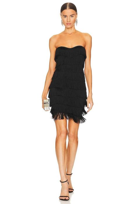 Rochie vintage Norma Kamali cu franjuri marimea 40