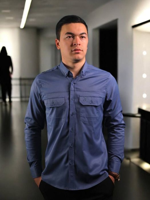 Длинный рукав, мужская рубашка, 97% хлопок, дышащая