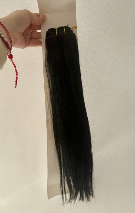 100% Естествена права коса 45см - 70 грама , 7 реда Клипс - Remy