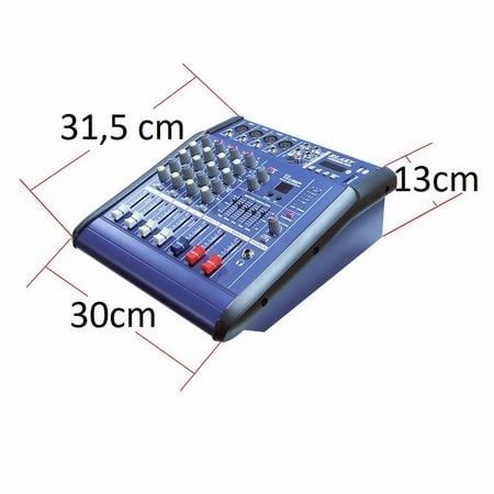 Mixer audio profesional cu amplificare, putere 2x250 W, 4 canale, 16ef