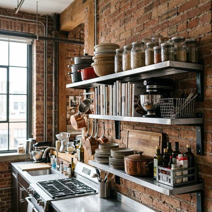 Полка настенная из нержавеющей стали Loft Металлическая Osma Polka