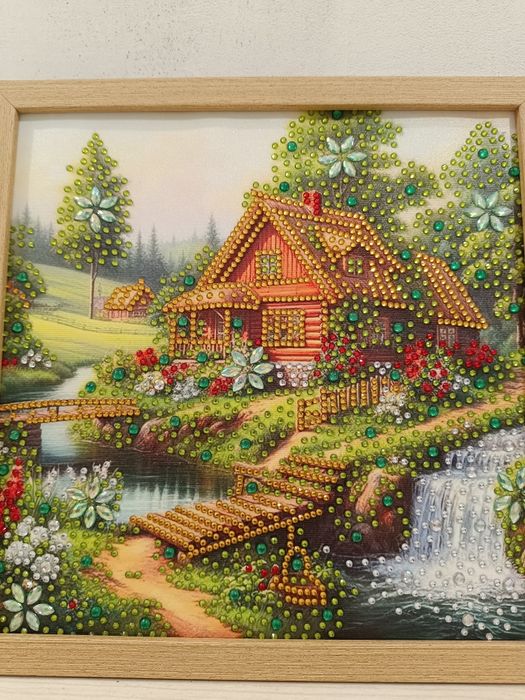 Диамантен гоблен 25 х 25 см готов изработен в дървена рамка