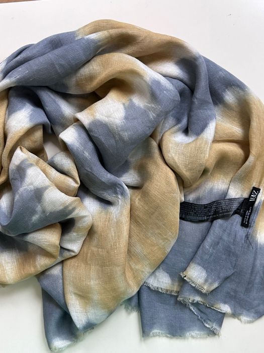 Zara страхотен шал в два цвята комбинация от лен и вискоза