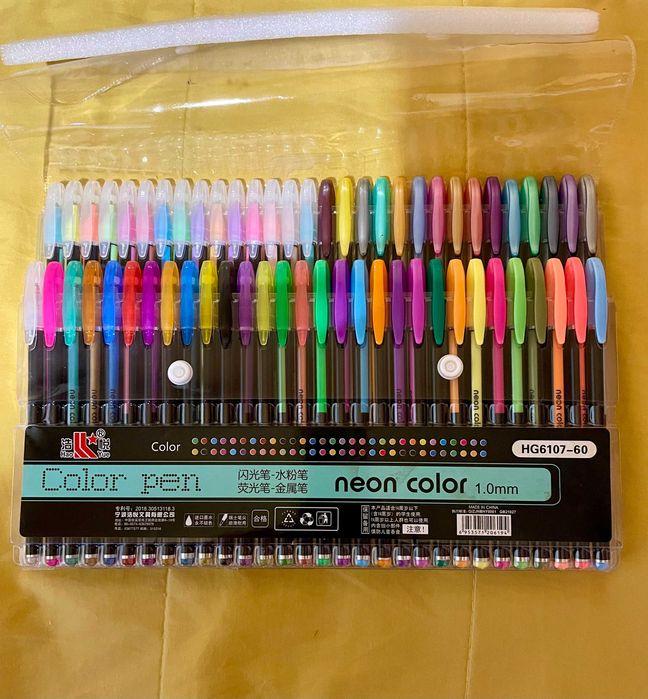 Комплект неонови гел химикалки – 60 цвята, 1.0 mm
