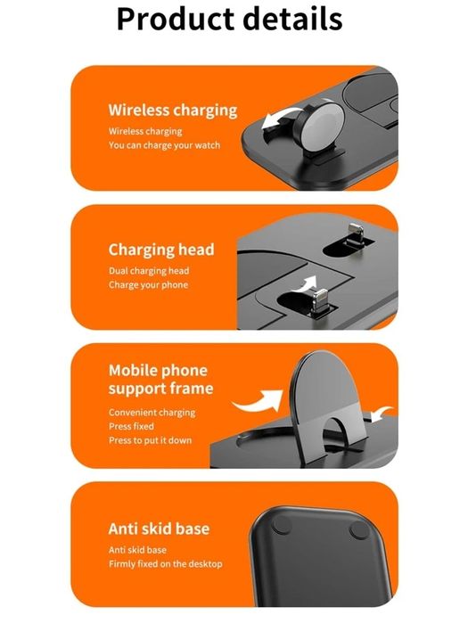 3в1 зарядна станция за iphone airpods iwatch