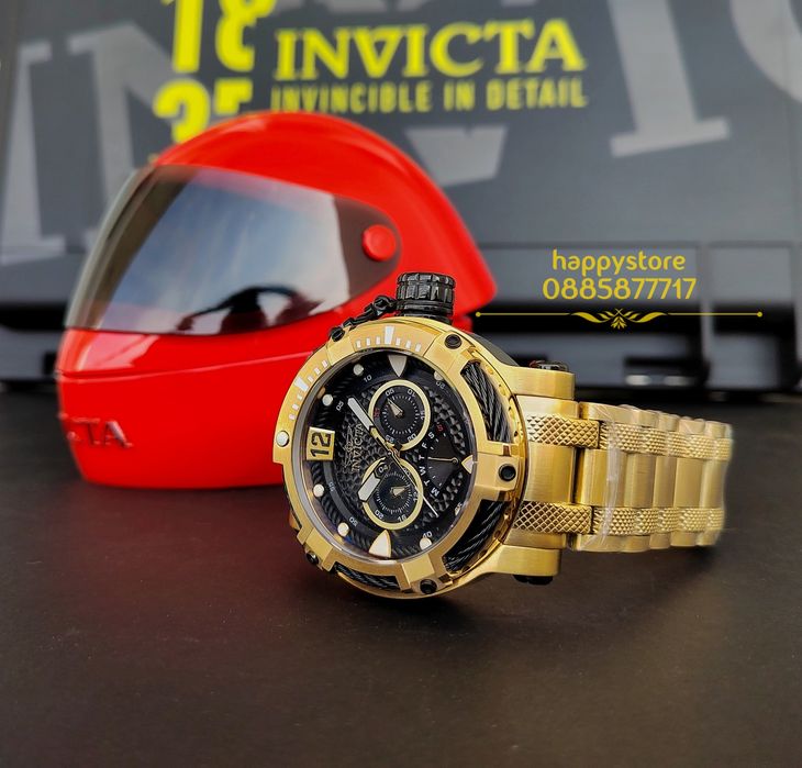 часовник INVICTA Bolt Men Gold and Black 52 mm, Инвикта нов