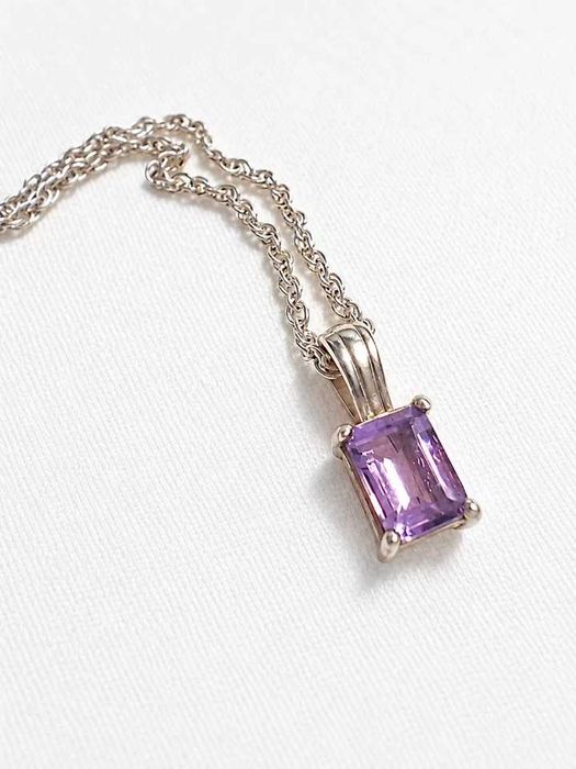 Колие от сребро 925 с фасетиран лилав аметист
