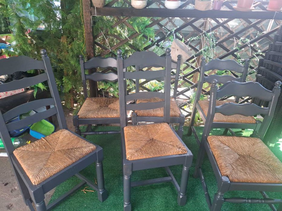 6 scaune lemn   pt gradina