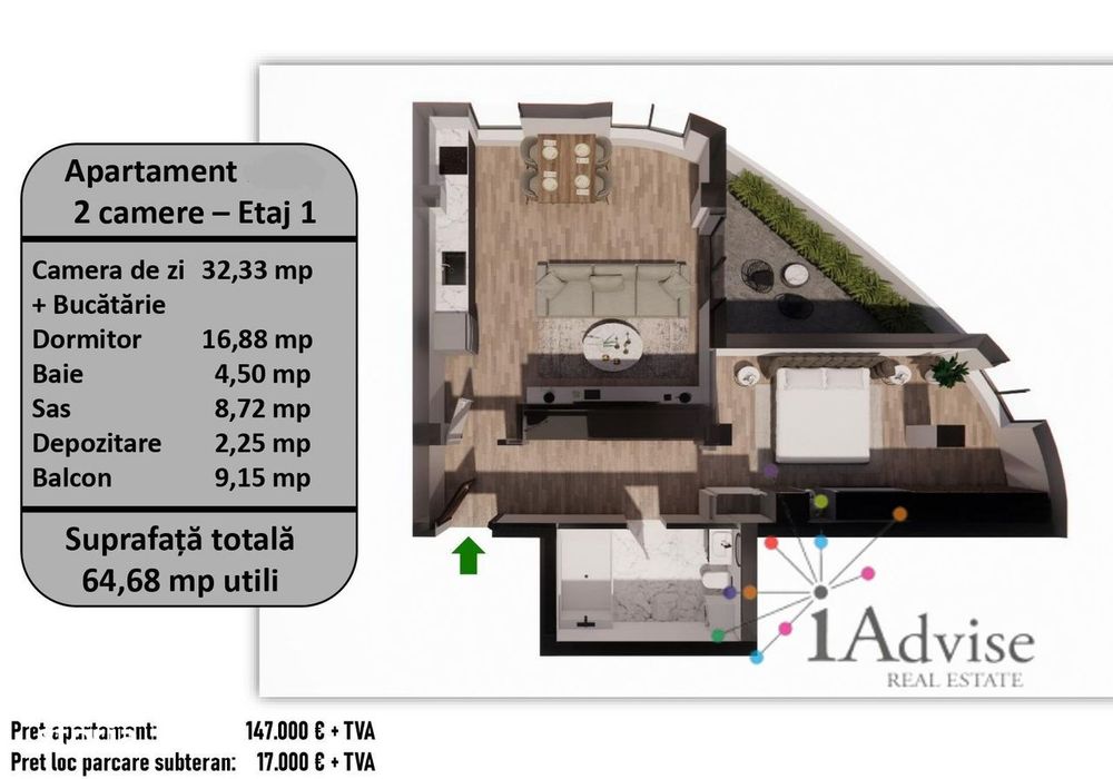 Apartament NOU 2 camere Tractorul, Brasov