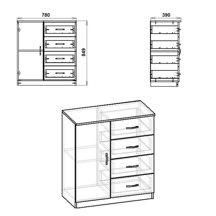 Нов! Скрин Компанит Комод-4+1А