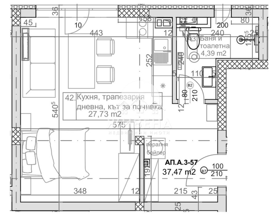 Продава 1-стаен апартамент, м-т Манастирски рид, площ 45 кв.м