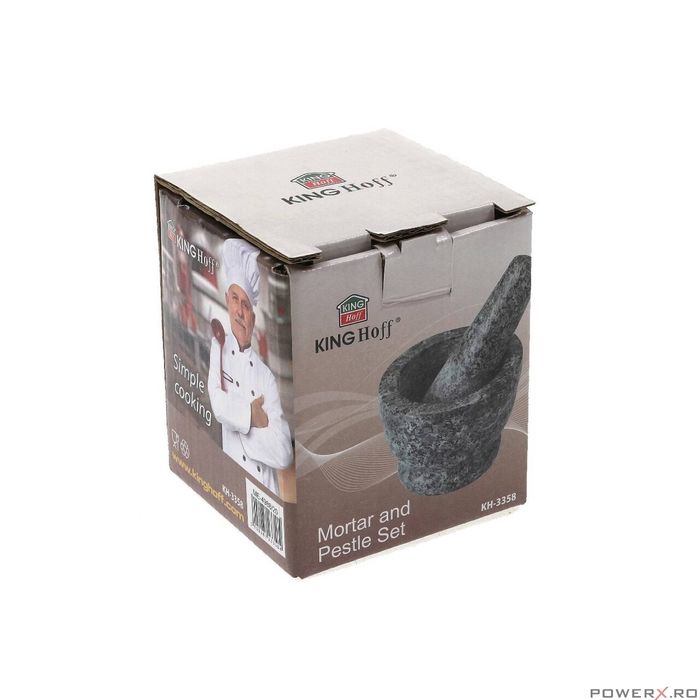 Mojar cu pistil din marmura, 9.5x7 cm negru, Kinghoff