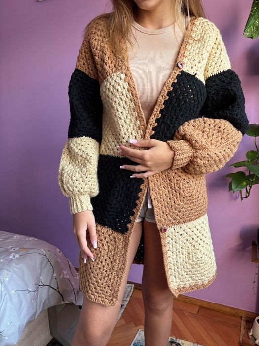 Cardigan crosetat pentru toamna