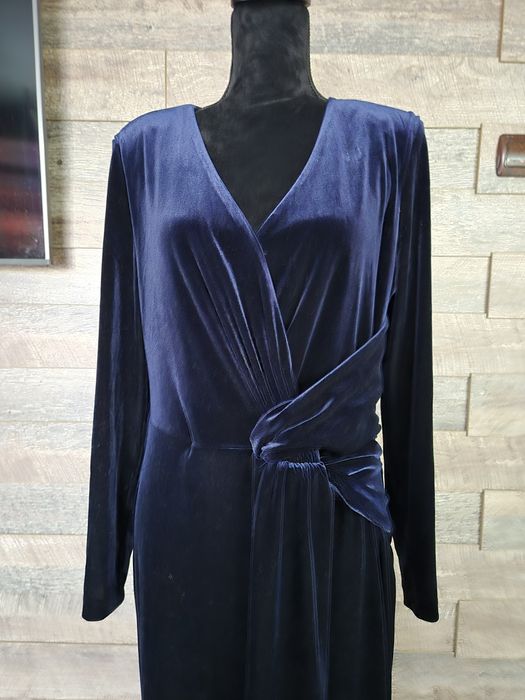 Rochie maxi de catifea bleumarin NISSA, mărime 48