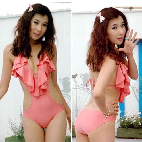 Costum de baie intreg monokini cu volane