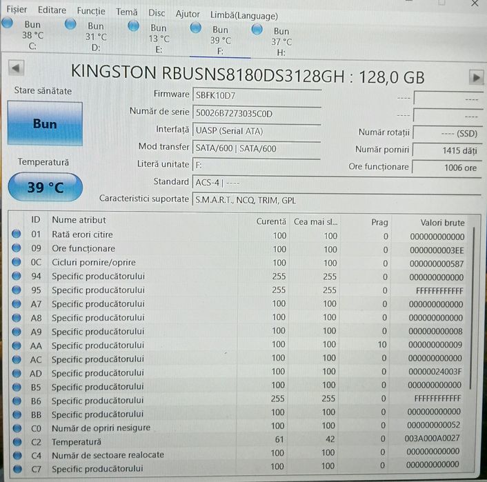 SSD portabil 128GB Kingston usb3