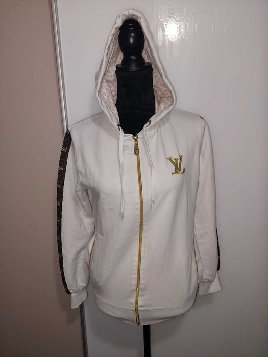 Jacheta Hanorac Louis Vuitton alb cu broderie aurie