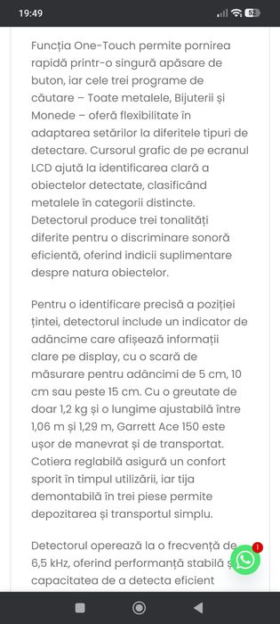 Detector metale Garret ace 150