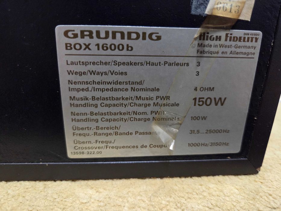 Boxe Audio Grundig Box 1600b Difuzoare de Camera Boxe Retro