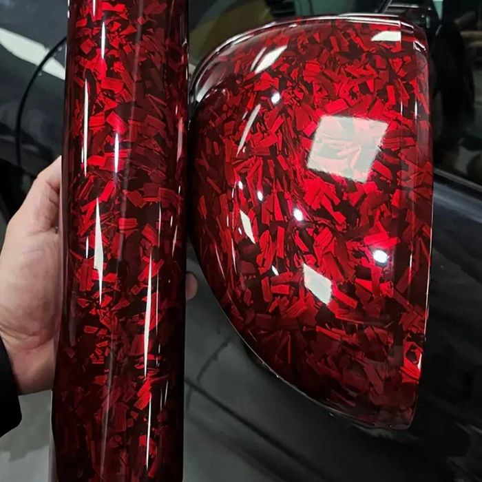 Висококачествено червено фолио Кован Carbon за автомобил - 152х100см