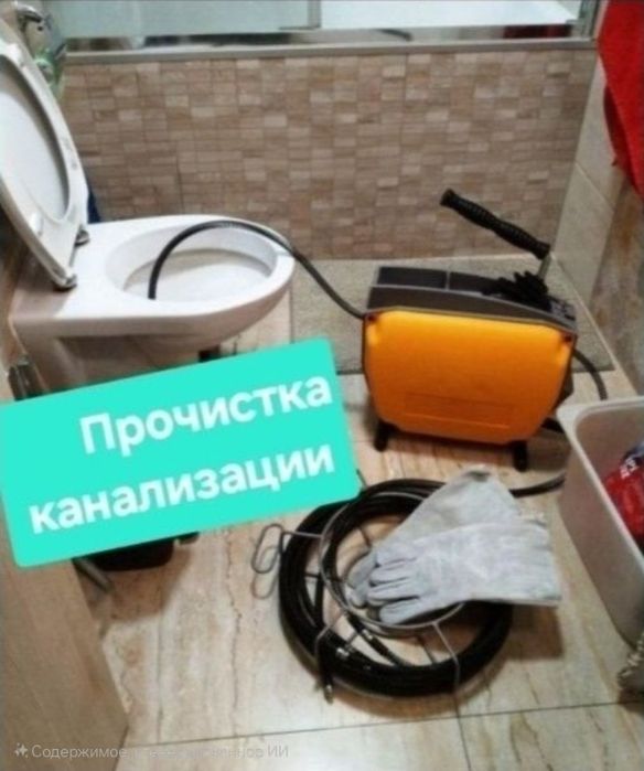 Прочистка канализации и трубы. Кухня и туалет. Чистка трубы.