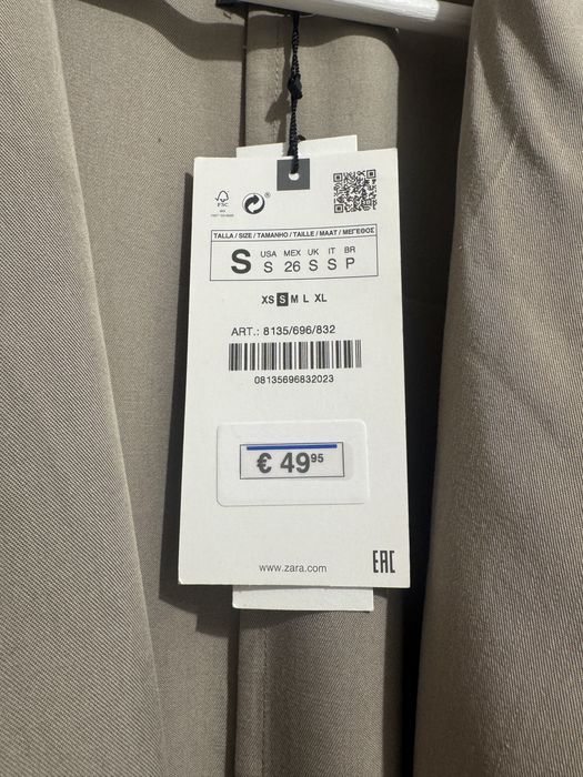 Trenci lung bej taupe din lyocell cordon in talie Zara marimea S