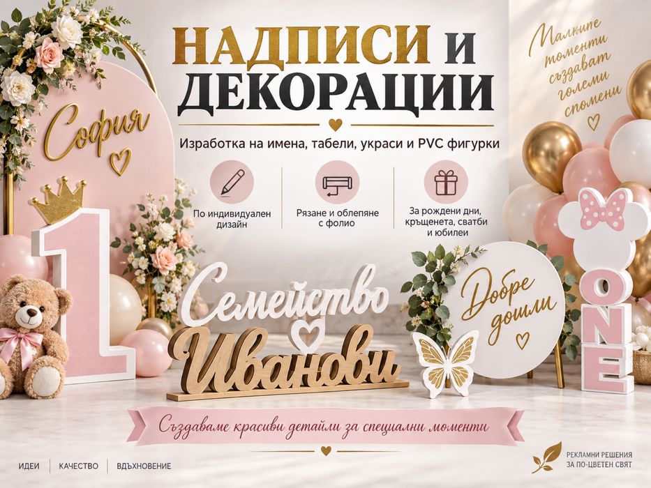 Изработка на надписи за украса и PVC фигурки