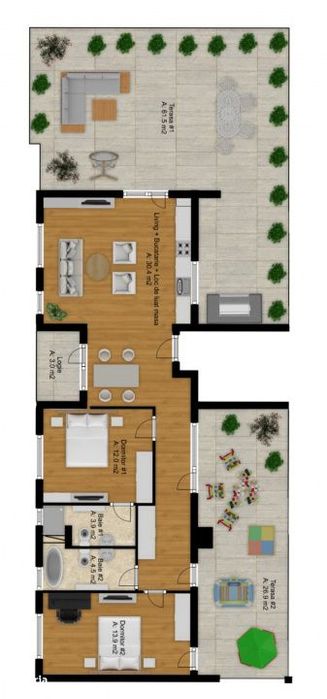 Proiect nou, 3 camere, 2 bai, terase 91mp, Cetatii — fotografia 1