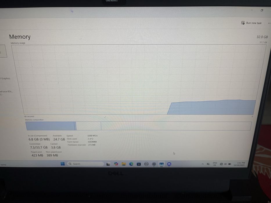 Vand Laptop Dell G15, I7-11800H+RTX3060+32GB RAM