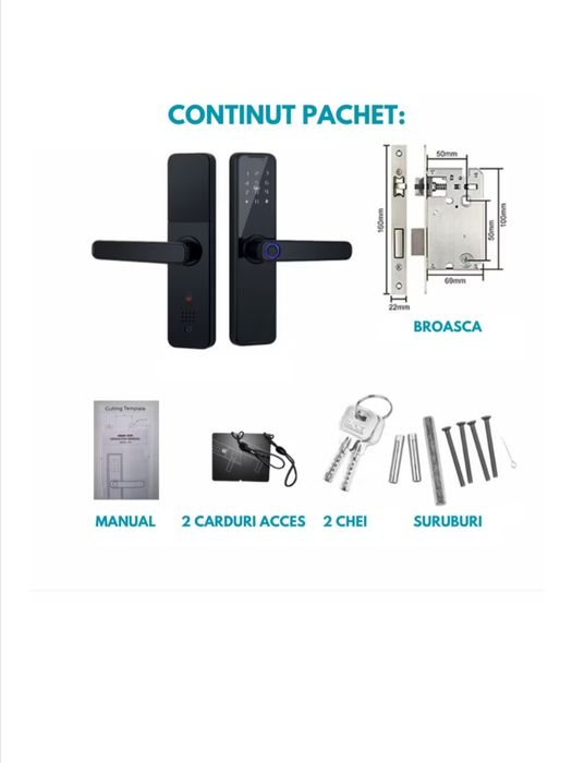 Incuietoare de usa inteligenta, WiFi, Cu telecomanda , Amprenta