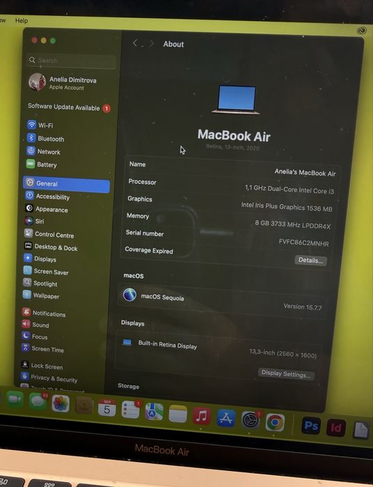 MacBook Air 13” Retina 2020 – Intel Core i3 / 8GB RAM