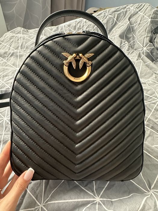 Pinko Love chevron leather backpack