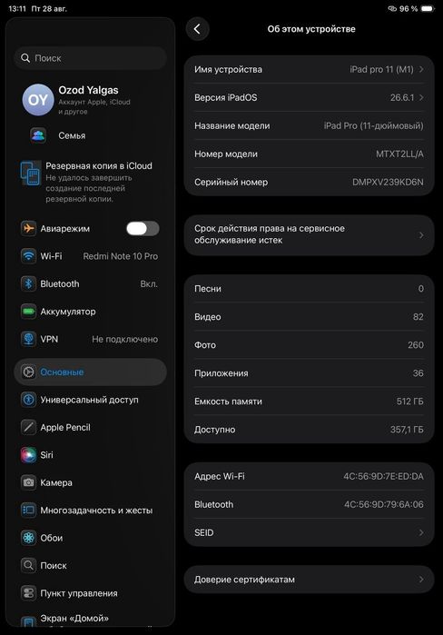 Ipad 11 pro va redmi note 10 pro