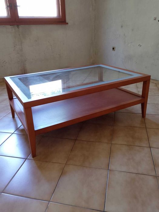 Холна маса масив+стъкло 120х80х45