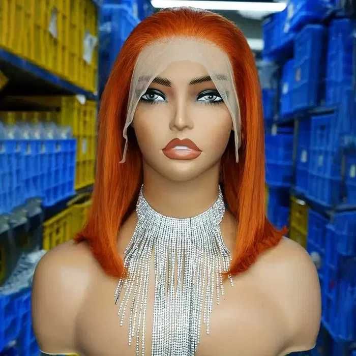 Естествена оранжева дамска перука с дантела лейс фронт 13x4