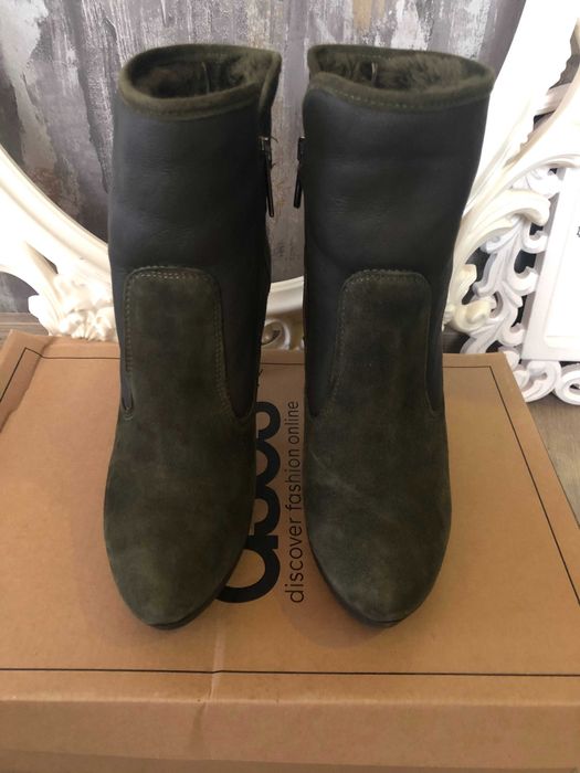 Botine imblanite piele 100% naturala cu platforma MANAS marime 39