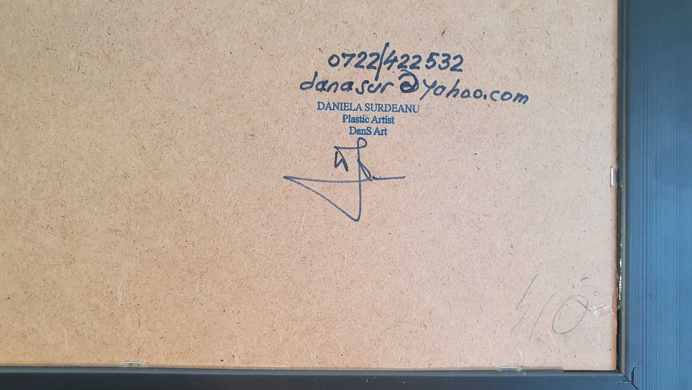 Pictura, tablou mare ulei, nou, -BLUE LOVE-, pictor roman consacrat