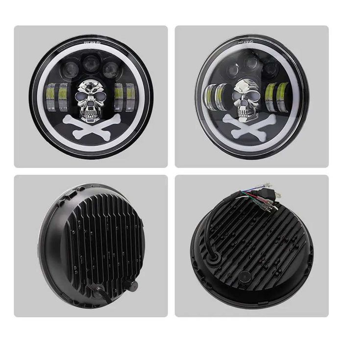 Модел RGB Skull 200W 7 Инчови Диодни Фарове за Lada Niva Jeep Wrangler