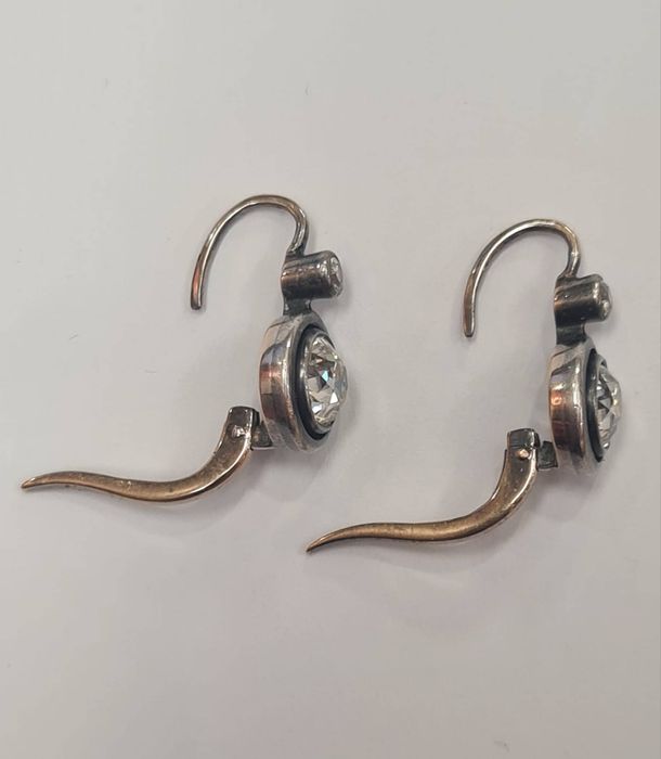 Cercei din aur galben 14k si argint 800, cu diamante naturale, CAU229